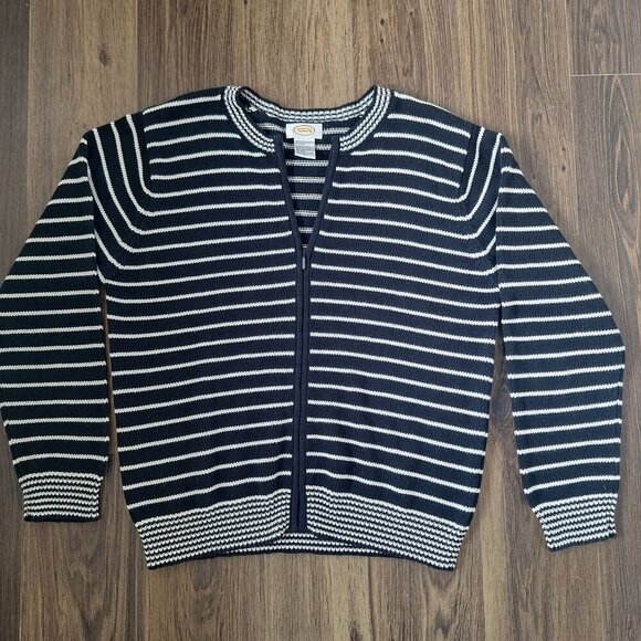 💙 Talbots Full Zipper Cardigan Sweater 100% Cotton - Picture 9 of 9